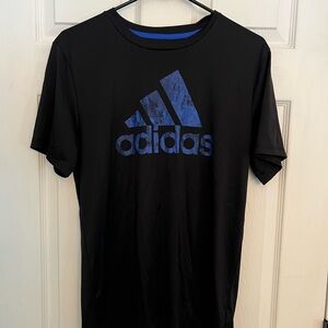 Adidas Youth XL Climalite Tee in Black with Blue Logo